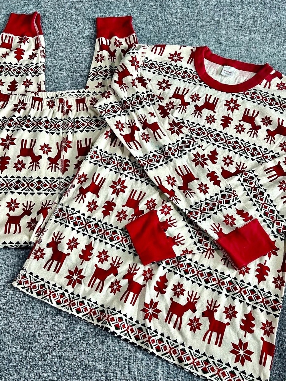 Hanna Andersson Long John Women’s Pajamas Set Organic Cotton Fair Isle Reindeer